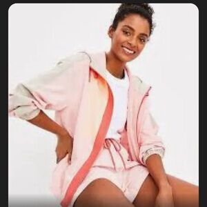 Lou & Grey Colorblock Wanderweave Windbreaker Jacket Frosted Pink XL